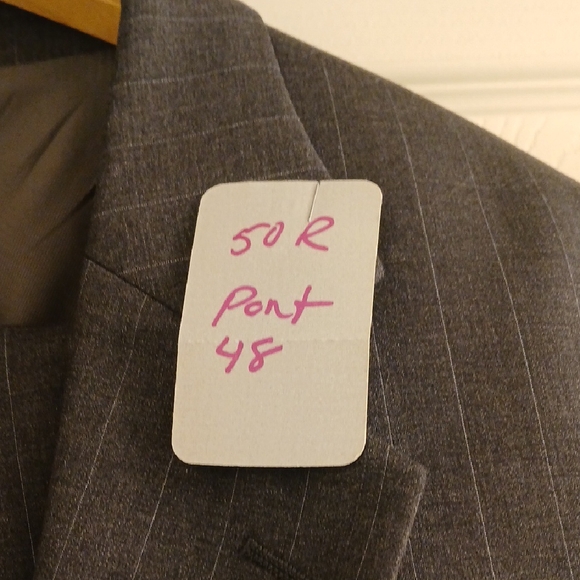 Oscar de la Renta Charcoal Pinstripe Suit Jacket And Pants - Picture 2 of 14